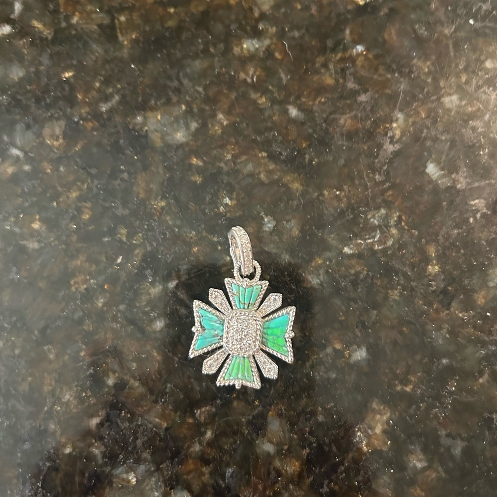 JUDITH RIPKA S. S. TURQUOISE & DIAMONIQUE MALTESE CROSS ENHANCER